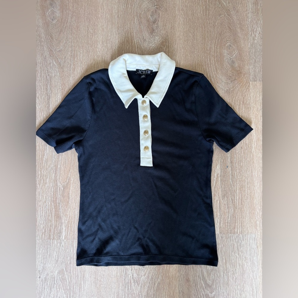 J. Crew Black Shirt with Cream Accents